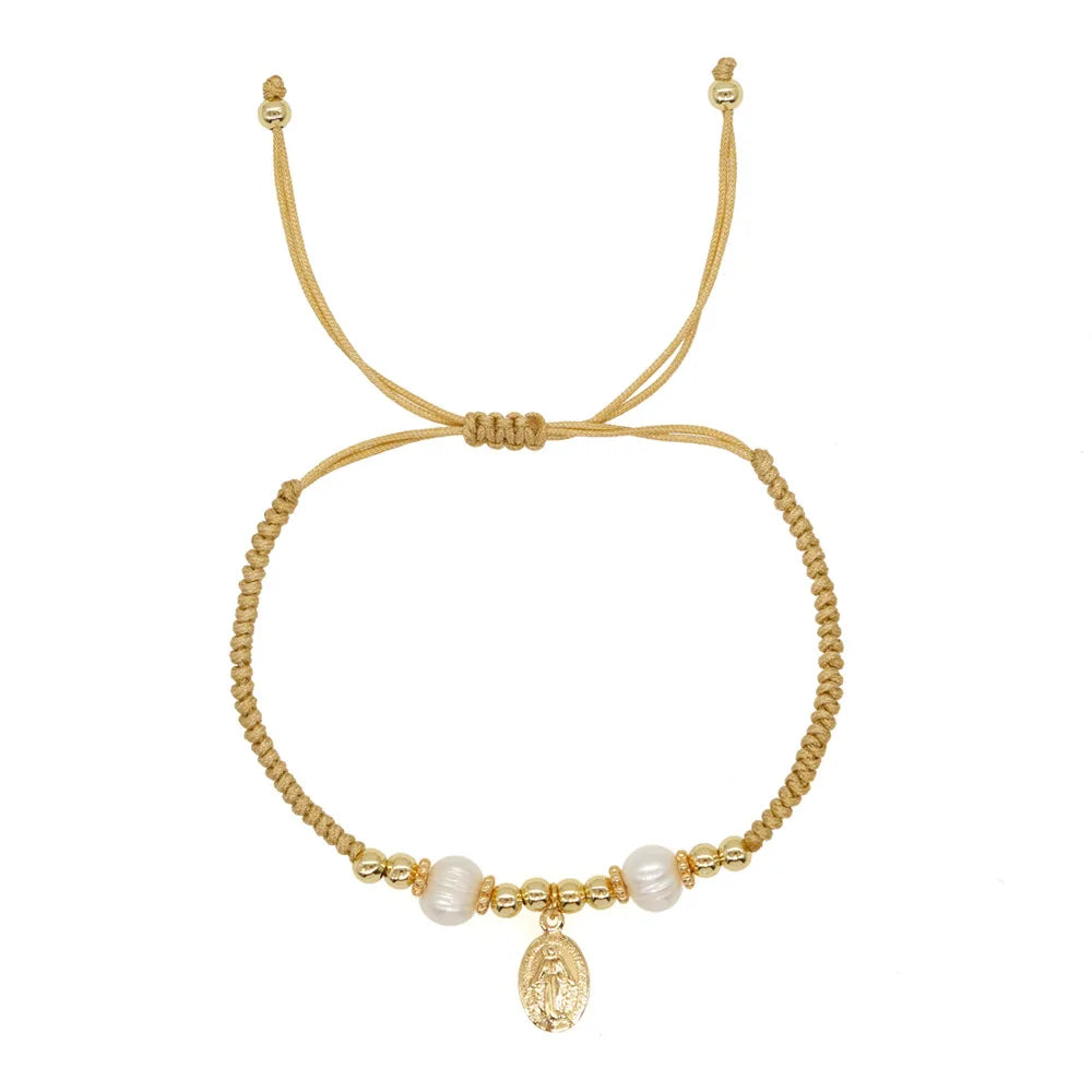 Freshwater pearls bracelet with lucky Jesus pendant