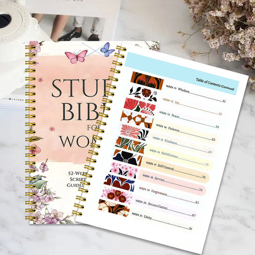 A5 Study Bible for Women 220 Pages 52 Week Guided Journal Scripture Readings Devotional Christian Faith